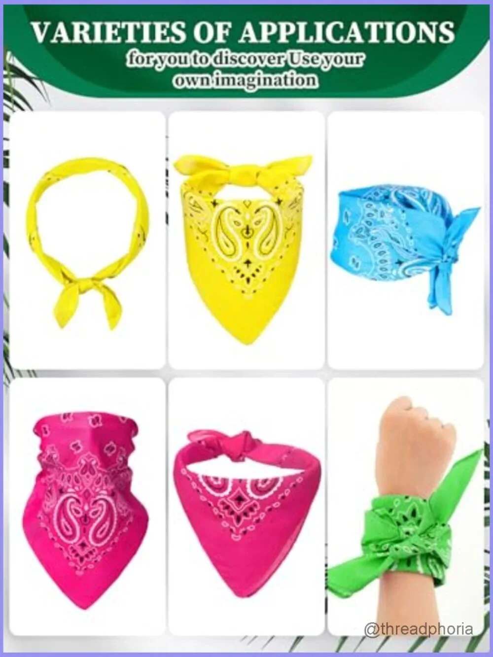 48 Paisley Bandanas Square Scarf Headband for Parade Costume Party